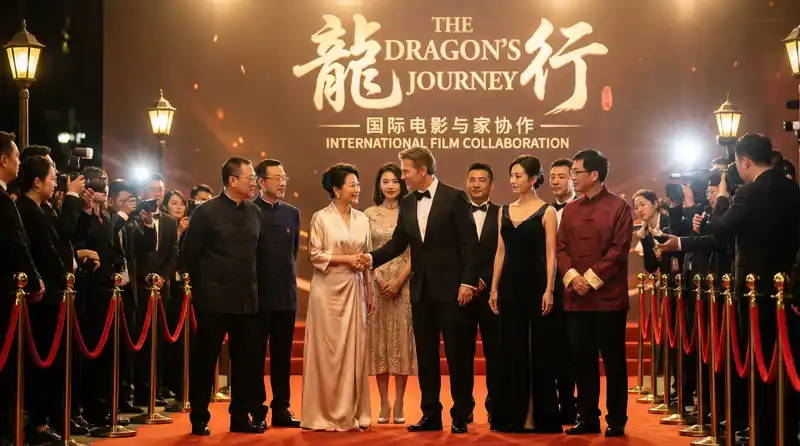 海角网国际电影首映红毯活动，中外影星盛装出席合影留念